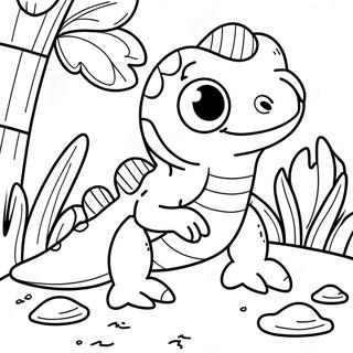 Cute Newt In A Garden Coloring Page 53057-44120