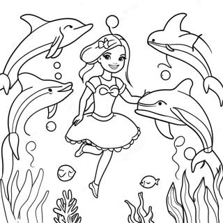 Barbie And Dolphins Underwater Adventure Coloring Page 53067-44121