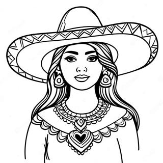 Mexican Girl With Sombrero Coloring Page 53117-44165