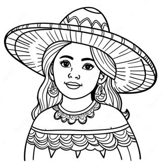 Mexican Girl With Sombrero Coloring Page 53117-44166