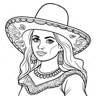 Mexican Girl With Sombrero Coloring Page 53117-44167