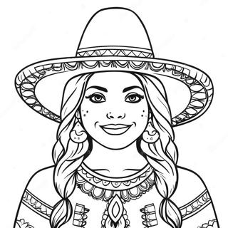 Mexican Girl With Sombrero Coloring Page 53117-44168