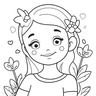 Cute Anya With Flowers Coloring Page 53167-44205