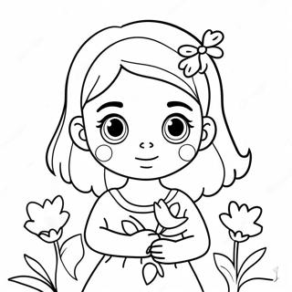 Cute Anya With Flowers Coloring Page 53167-44206