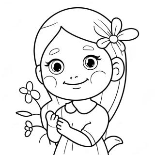 Cute Anya With Flowers Coloring Page 53167-44207