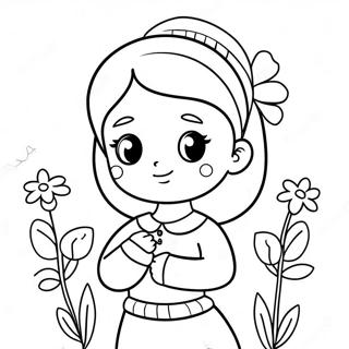 Cute Anya With Flowers Coloring Page 53167-44208