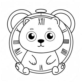 Cute Animal Clock Coloring Page 53207-44234