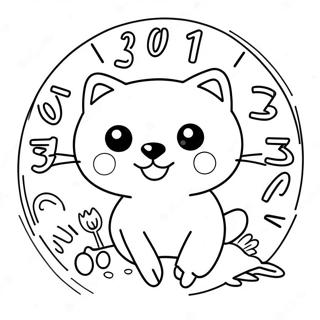 Cute Animal Clock Coloring Page 53207-44235