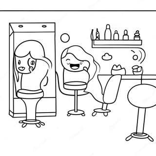 Cute Hair Salon Scene Coloring Page 53227-44255