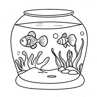 Colorful Fish Tank Scene Coloring Page 53258-44262