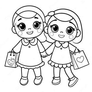 Cute Shoppies Shopping Together Coloring Page 53268-44286