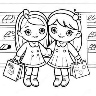 Cute Shoppies Shopping Together Coloring Page 53268-44287