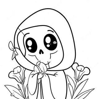 Cute Reaper With Flowers Coloring Page 53449-44417