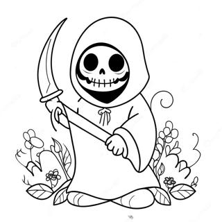 Cute Reaper With Flowers Coloring Page 53449-44418