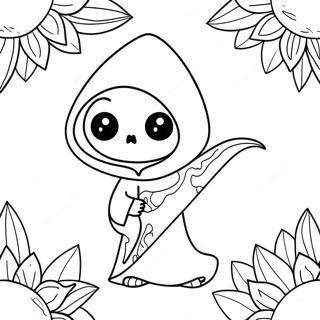 Cute Reaper With Flowers Coloring Page 53449-44419