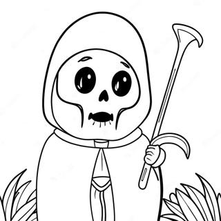 Cute Reaper With Flowers Coloring Page 53449-44420