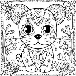 Animal Dia De Los Muertos Coloring Page 53468-44406