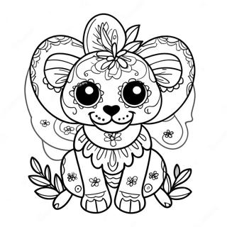 Animal Dia De Los Muertos Coloring Page 53468-44408