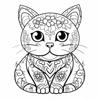 Colorful Sugar Skull Cat Coloring Page 53469-44425