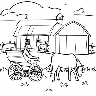 Amish Farm Scene Coloring Page 53488-44431