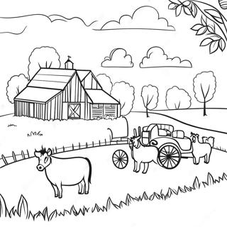 Amish Farm Scene Coloring Page 53488-44432