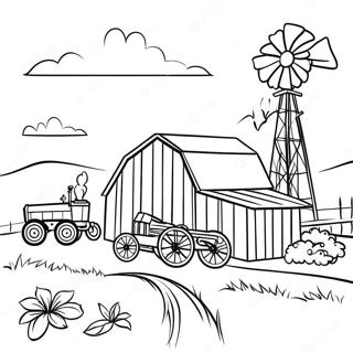 Amish Farm Scene Coloring Page 53488-44582