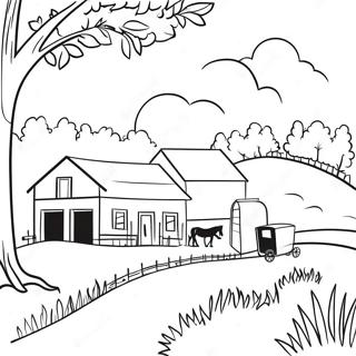 Amish Farm Scene Coloring Page 53488-44584