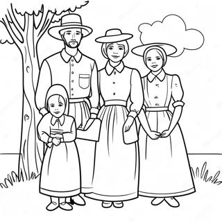 Amish Family Gathering Coloring Page 53489-44438