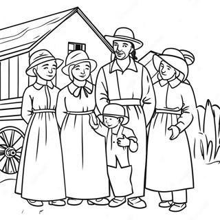 Amish Family Gathering Coloring Page 53489-44589