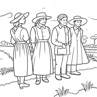 Amish Family Gathering Coloring Page 53489-44590