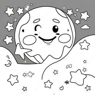 Shining Moon And Twinkling Stars Coloring Page 53509-44601