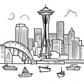 Seattle Skyline Coloring Page 53528-44623