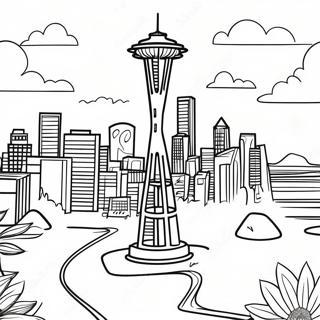 Seattle Space Needle Coloring Page 53529-44628