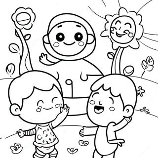 Diverse Friends Playing Together Coloring Page 53579-44668