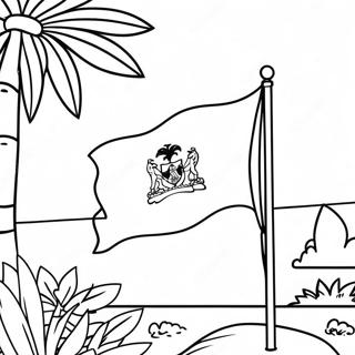 Haiti Flag With Tropical Background Coloring Page 53609-44696