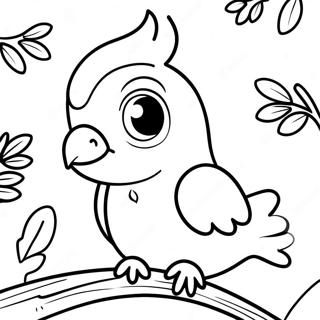 Cute Cockatiel Sitting On A Branch Coloring Page 53669-44734