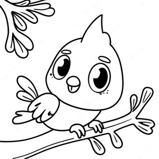 Cute Cockatiel Sitting On A Branch Coloring Page 53669-44735