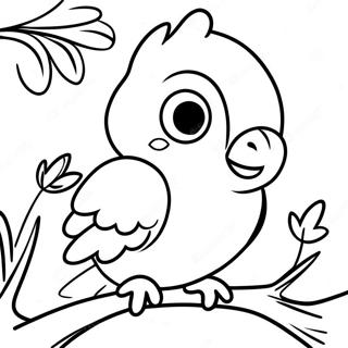 Cute Cockatiel Sitting On A Branch Coloring Page 53669-44736