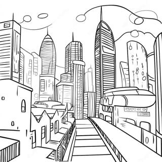 Futuristic Cityscape Coloring Page 53678-44740