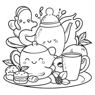 Fancy Tea Party Coloring Page 5373-4302