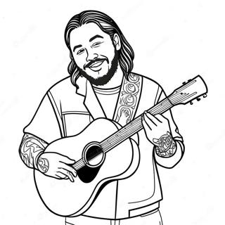 Post Malone With Guitar Coloring Page 53839-44881