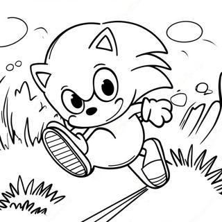 Sonic The Hedgehog Speeding Through Green Hill Zone Coloring Page 5383-4309