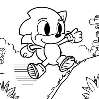 Sonic The Hedgehog Speeding Through Green Hill Zone Coloring Page 5383-4310