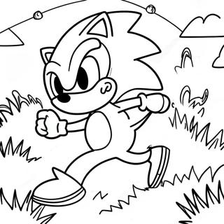 Sonic The Hedgehog Speeding Through Green Hill Zone Coloring Page 5383-4311