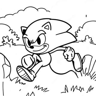 Sonic The Hedgehog Speeding Through Green Hill Zone Coloring Page 5383-4312