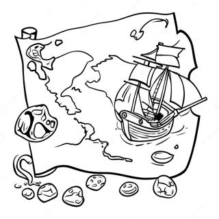 Treasure Map With Pirates Coloring Page 53859-44885