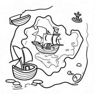 Treasure Map With Pirates Coloring Page 53859-44886