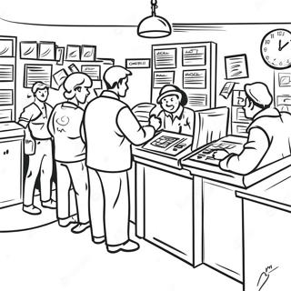 Busy Post Office Scene Coloring Page 53909-44922