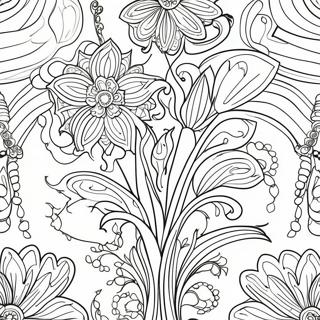 Art Nouveau Floral Design Coloring Page 53938-44954