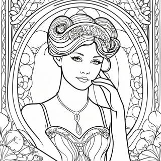 Elegant Art Nouveau Lady Coloring Page 53939-45001